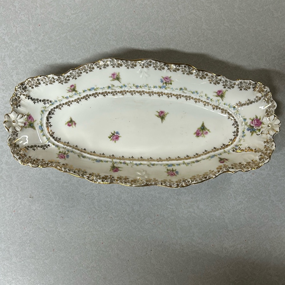 Antique Carl Tielsch -- Altwasser,Germany --C.T.  Floral Porcelain Serving Bowl